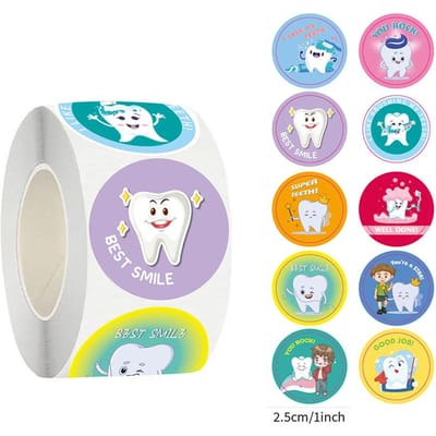 500 Stuks Leuke Tandheelkundige Tand Cartoon Stickers Rol Tandarts Winkel Tandenborstel Kinderen Beloningssticker Muurdecoratie Tandheelkunde Sticker Cadeau gray