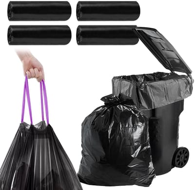 Dailygoods- Vuilniszakken 60 Stuks - Zware Belasting 100 L - Scheurbestendig - Praktisch Trekkoord - 77 x 100 cm - Zwarte Afvalzakken