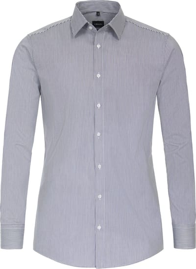 VENTI modern fit overhemd - twill - blauw gestreept - Strijkvriendelijk - Boordmaat: 40 (EU maat: M)