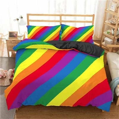 Regenboog Print Beddengoed Set Kleurrijke Streep Dekbedovertrek Zachte Beddengoed Set Eenpersoons Kingsize Queensize 2/3 stuks Polyester Dekbedovertrek 150X200cm-3pcs