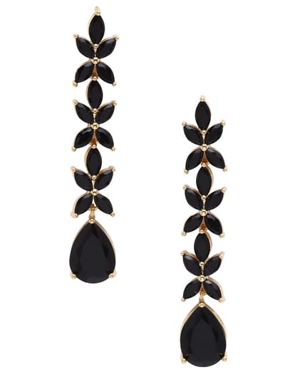 AVANT-GARDE PARIS Oorbellen - Statement - Bloemmotief - Goudkleurig - 6 cm - Marquise-Cut Steentjes