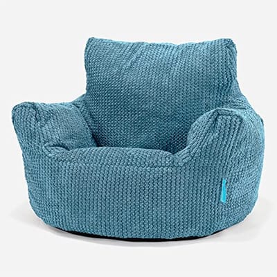 Comfortabele Kinder Zitzak Stoel met Pompom Design in Petrol voor Jongens en Meisjes