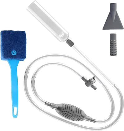 SnelShoppen - Aquarium Waterverversing & Reinigingsset - Molmzuiger met Reinigingsschuurspons - Eenvoudig te Monteren - Handbediende Aquariumreiniger