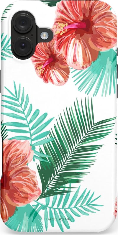 Casetastic hoesje geschikt voor Apple iPhone 16 Plus - MagSafe - Dubbellaagse bescherming - Exotisch Roze Flora - Fashion Case - Wit Mintgroen Koraal Terracotta