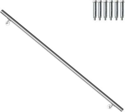 Roestvrij Stalen Leuning - Wandgreep Trap - Veilige Ondersteuning - Weerbestendig Materiaal - 140 cm Lengte - Zilver