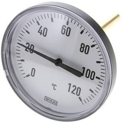 0 tot +120°C Plastic Bimetalen Thermometer 100mm Behuizing 100mm Dompelbuis met Thermowell - TBLRP-120-100-100-TW