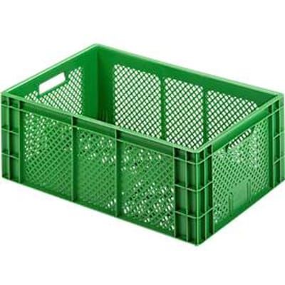 Euro Box groente- en fruitkist, voedselveilig, inhoud 43,68 liter, opengewerkte versie, groen