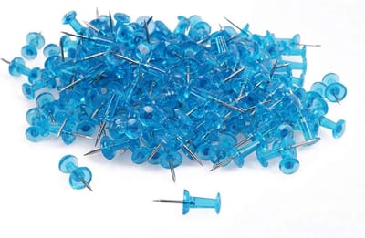 Punaises Blauw - Duim Tacks - Prikbord Bevestigen - Stalen Naaldpunten - 200 Stuks - Transparant Blauw