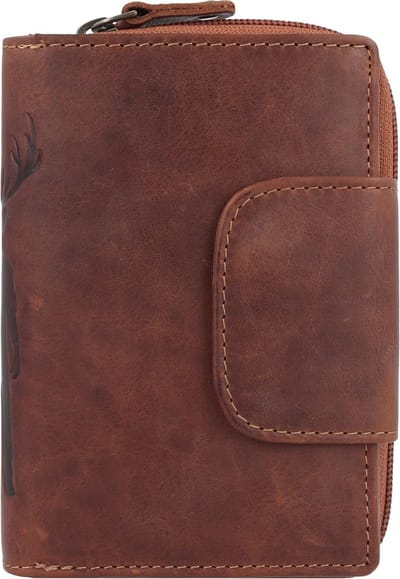 Jack Kinsky Monterey Portemonnee RFID-bescherming Leer 10 cm - Jongens - Staand formaat - cognac
