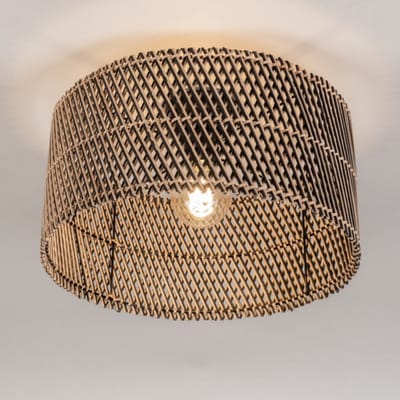 Lumidora Plafondlamp 31473 - Plafonniere - MAZE - E27 - Zwart - Naturel - Riet - ⌀ 40 cm