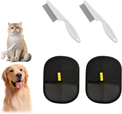 Anti-Haar Handschoenen en Vlooienkam Set voor Katten en Honden | Dierenverzorging en Meubelreiniging