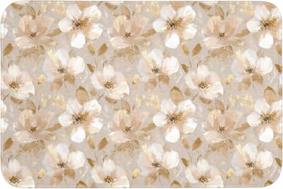 Badmat 90x60 cm - Antislip - Bloemen - artistiek - Goud - Badmatten voor badkamer - Badkamermat - Douchemat - Badkamer mat