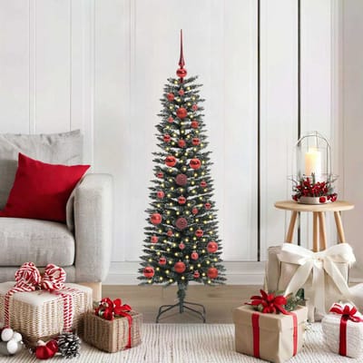 vidaXL - Kunstkerstboom - met - 150 - LED - Groen - 120 - cm - PVC - en - Plastic - en - Staal