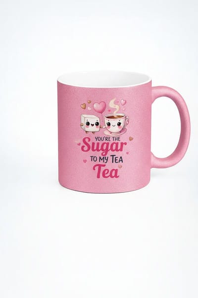 Roze Glitter Mok 'You're the Sugar to my Tea' - Schattig Cadeau voor Thee & Koffieliefhebbers