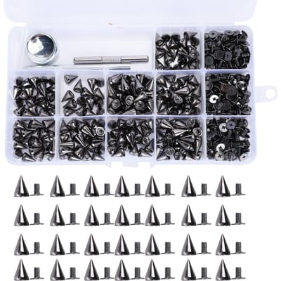 200 stuks Bullet Klinknagel Punk Nagel Drukknoop Gereedschapsset Zinklegering DIY Leerbewerking Drukknopen gray
