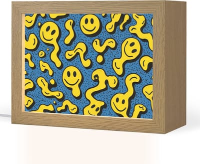 Nachtlampje 20x15 cm - Kinder lampje - Smileys - Geel - Blauw - Tafellamp kinderkamer - Slaapkamer lamp - Bedlamp kinderen - Kinderlampje stopcontact - Wandlamp babykamer - Nachtlampjes