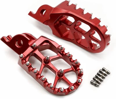 Crossmotor Voetsteunen - Voetsteunen Motorfiets - Off-road Rijden - CNC Aluminium - Breed - Rood