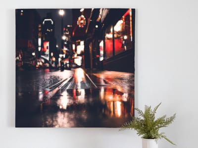 The night is dark and full of reflections | The night is dark and full of reflections | Kunst - 30x30 centimeter op Canvas | Foto op Canvas