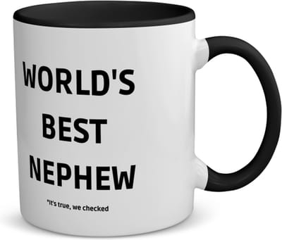Akyol - world's best nephew it's true we checked koffiemok - theemok - zwart - Neef - werelds beste neef - verjaardag - cadeautje voor neef - neef artikelen - kado - geschenk - 350 ML inhoud