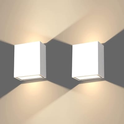 Set van 2 Waterdichte LED Wandlampen voor Binnen en Buiten, Moderne Aluminium Verlichting voor Entree, Tuin en Woonkamer, 2700-3000 K, IP65 Veiligheid