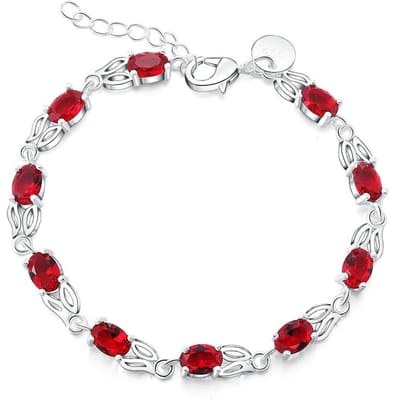 Bracelet à maillons en argent sterling 925 pour femme, bijoux en rubis, saphir, améthyste, bracelet en pierres précieuses, mariage, fiançailles, fête white