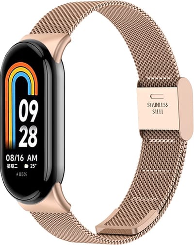 By Qubix - Milanese bandje - Champagne goud - Geschikt voor Xiaomi Smart Band 8 / 9 / 10