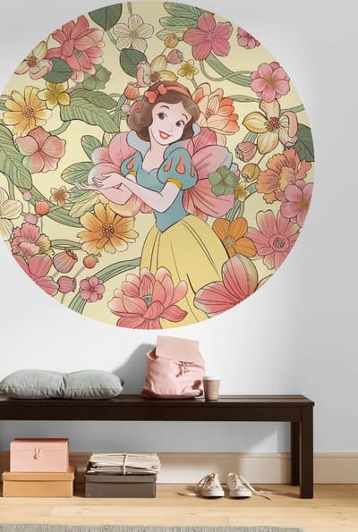 Fotobehang - Snow White Endless Summer 125x125cm - Rond - Vliesbehang - Zelfklevend