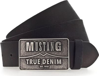 MUSTANG Leren Riem Classic Leather Belt W85 Black Zwart