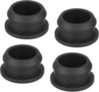 Set van 4 ronde siliconen stopcontacten - Waterdichte rubberen stoppers voor badkamer, keuken en tegels - 21mm zwart
