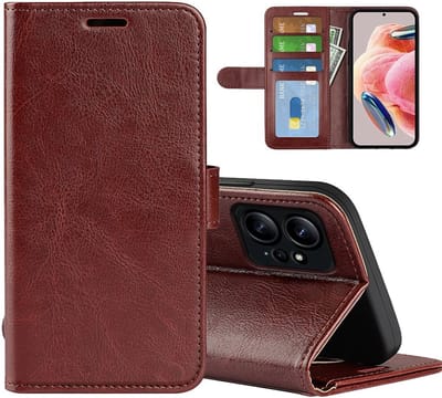 MobyDefend Hoesje - Geschikt voor Xiaomi Redmi Note 12 4G - Wallet Book Case (Sluiting Achterkant) - Bruin
