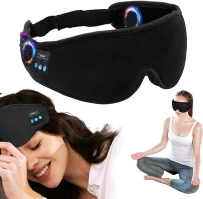Nachtmasker met Bluetooth Hoofdtelefoon - HD Stereo - Ergonomisch Comfort - Lichtblokkering - Reizen - Zwart