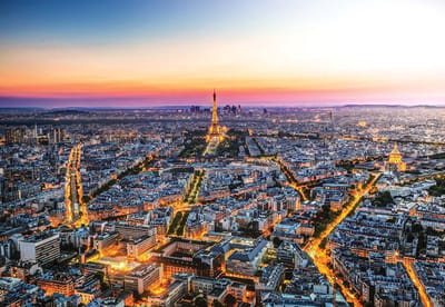 Fotobehang City Paris Sunset Eiffel Tower | XL - 208cm x 146cm | 130g/m2 Vlies