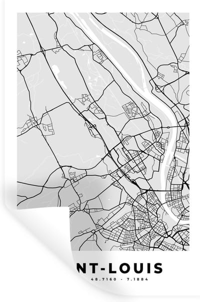 Muurstickers - Sticker Folie - Plattegrond - Kaart - Stadskaart - Frankrijk - Saint-Louis - 20x30 cm - Plakfolie - Muurstickers Kinderkamer - Zelfklevend Behang - Zelfklevend behangpapier - Stickerfolie