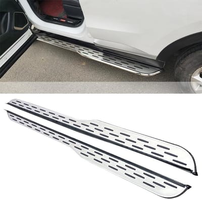 Zijtreeplanken Set - Opstapjes Auto - Veilig Instappen - Aluminium Constructie - 2 stuks - Zilver
