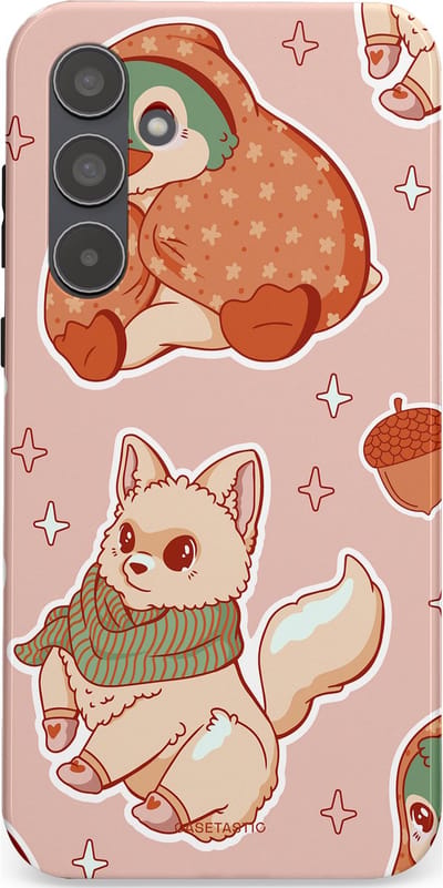 Casetastic hoesje geschikt voor Samsung Galaxy A55 - Dubbellaagse bescherming - Winter avontuur - Fashion Case - Perzik Zand Lichtgrijs