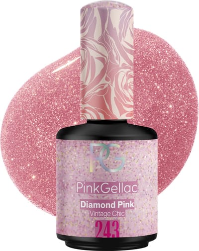 Pink Gellac Gellak - 243 Diamond Pink 15ml - Roze Gel Nagellak met Shimmer Finish - Gellac - Gel Nagels Producten