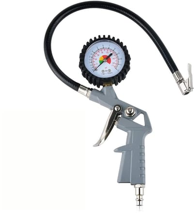 Bandenmeter - Luchtdrukmeter - Banden Controleren - Inclusief Ventielkern Tool - 0-12 Bar - Grijs