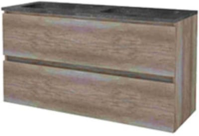 Basic-Line Start 46 Badkamermeubelset - 120 x 46 cm - Greeploos - 2 Lades - Hardstenen Wastafel - Zonder Kraangat - Scotch Oak
