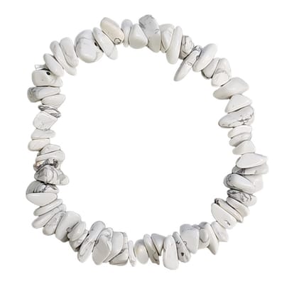 Fako Bijoux® - Edelsteen Armband - Little Stones - Splitsteen - Natuursteen - Howliet - Wit