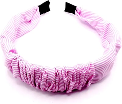 Diadeem katoen geribbeld roze-wit gestreept