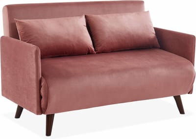 sweeek - Scandinavische 2-zits fluwelen slaapbank - panam - houten poten, zitbank, verstelbare rugleuning