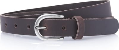 Dames Riem Leer Bruin - 2.5 cm Breed – Smalle Leren Dames Riem Bruin - Taillemaat 105 - Totale lengte 120 cm