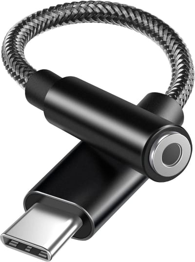 Nereb – USB-C naar 3.5mm TRRS Hoofdtelefoon Jack Adapter – 16bit/48kHz DAC – USB-C naar AUX Kabel – Zwart – Voor Smartphone & Tablet