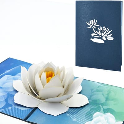 3D Pop-up Wenskaart Bloem Lotus, Handgemaakt Cadeau voor Verjaardag, Moederdag of Beterschap