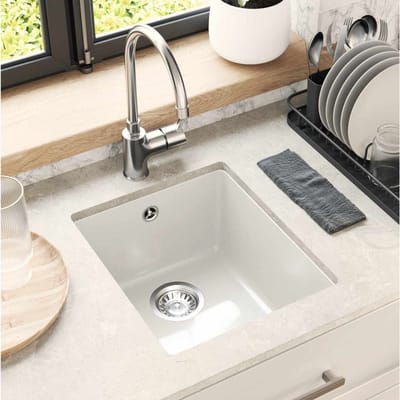vidaXL Wasbak 80% Kwarts en 20% Hars 370 x 460 mm Wit
