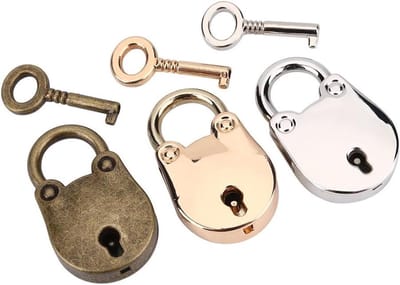 Mini Hangsloten 3-delige set - Beer Vorm Vintage Antieke Stijl - Sleutels - Handtas Decoratie - Zilver, Goud, en Brons
