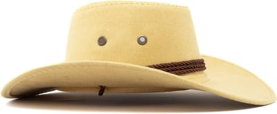KIMU® Cowboyhoed Beige Suedelook - Lichtgewicht Bruin PU Suede Bruine Cowboy Western Hoed Touw Dames Heren - Cowgirl Ranger Yellowstone Festival