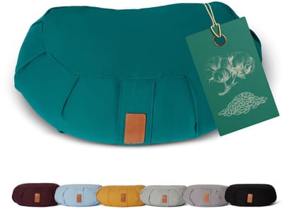#DoYourYoga - Yoga kussen - »Ganesh« - halve maan meditatiekussen met bio-organische Spelt vulling - 45x30x14 cm - donkergroen
