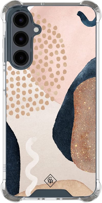 Casimoda® hoesje - Geschikt voor Samsung Galaxy A16 - Abstract Dots - Shockproof case - Extra sterk - TPU/polycarbonaat - Bruin/beige, Transparant
