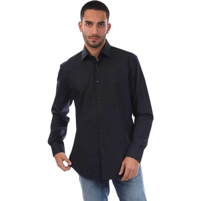 Boss Mannen Joe Katoenen Kent Kraag Shirt (Donker Blauw)
